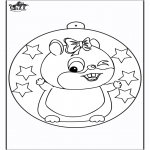 Coloriages Noël - Boule de Noël avec hamster