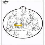 Coloriages Noël - Carte de piqûre - Crèche de Noël