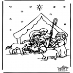 Coloriages Bible - crèche de Noël 2