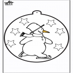 Coloriages hiver - Dessin à piquer - Bonhomme de neige