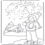 Coloriages hiver - Dessine en suivant les numéros - hiver