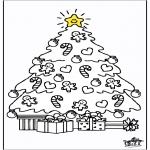 Coloriages Noël - Enfant et arbre de Noël 2
