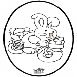 Coloriage thème - Lapin de Pâques - Dessin à piquer