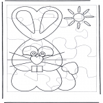 Coloriage thème - Puzzle du lièvre de Pâques