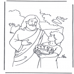 Coloriages Bible - 5 pains et 2 poisson 4