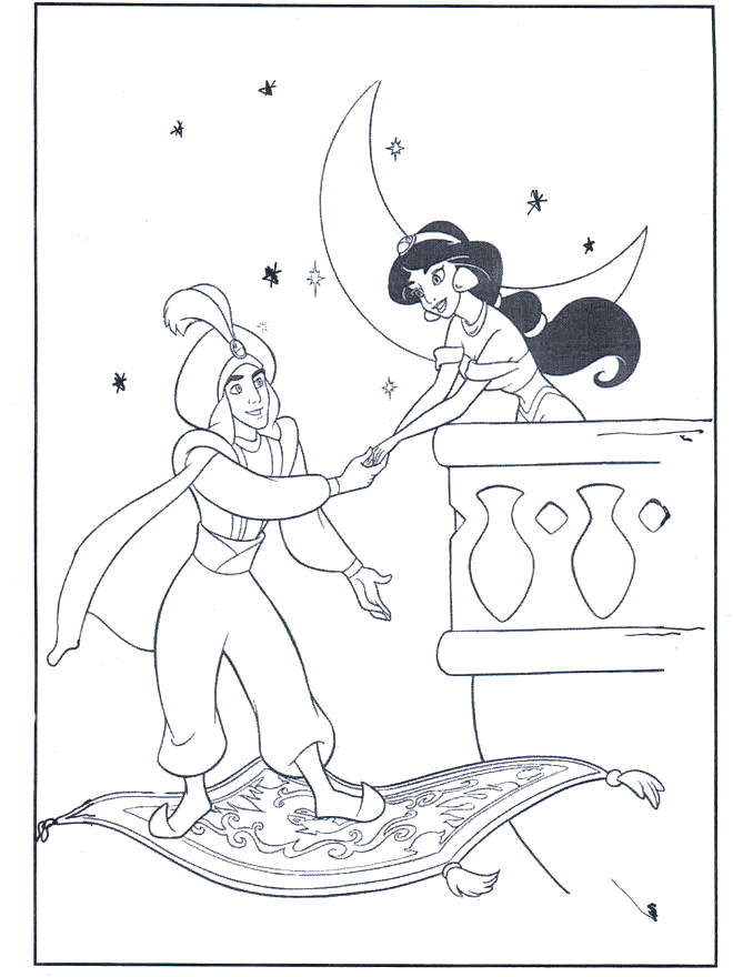 Aladin à son tapis volant - Coloriages Aladin