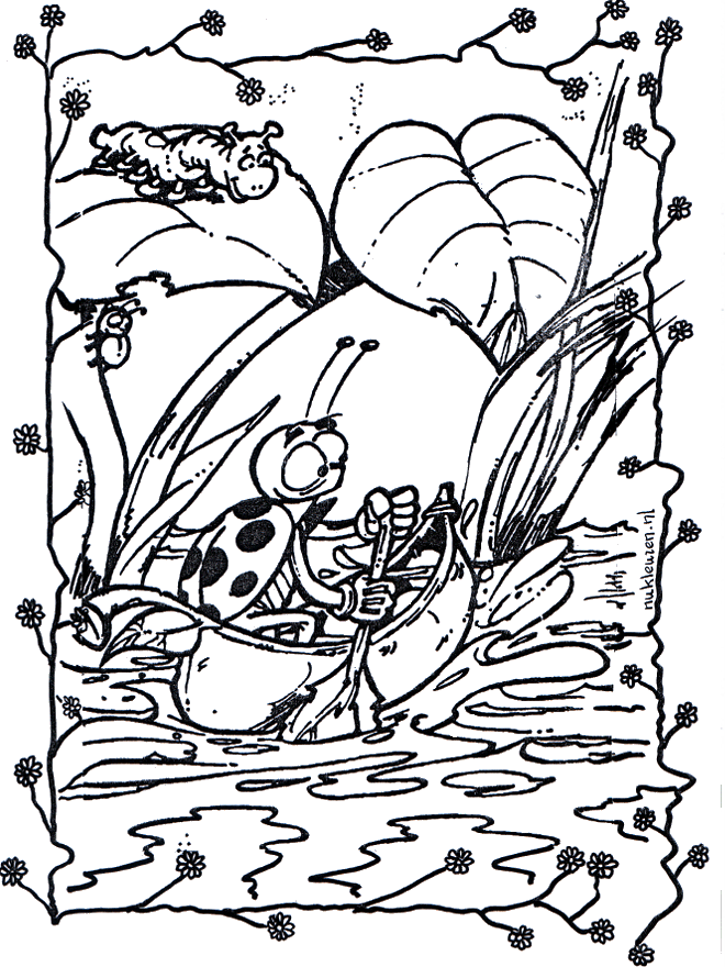 Aller en bateau 1 - Coloriages insectes