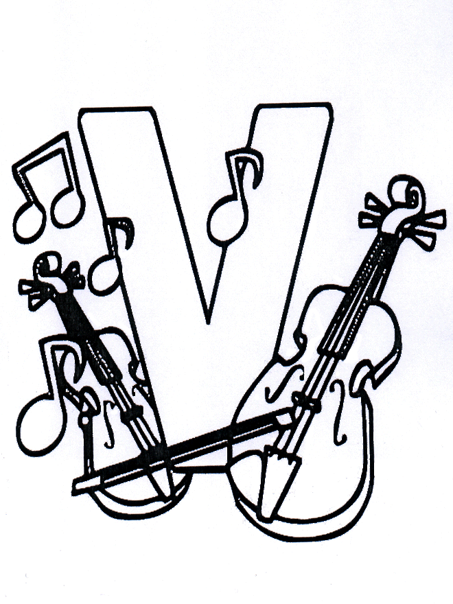 Alphabet musical V - Coloriages alphabet