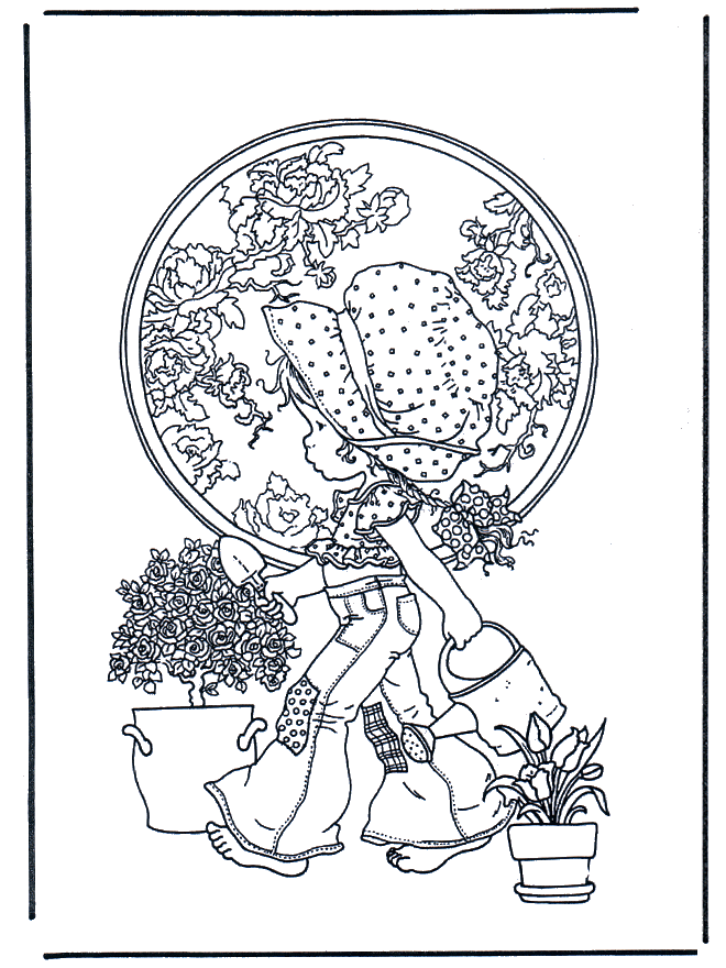 Arrose les plantes - Coloriages Sarah Kay