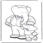 Coloriages pour enfants - Babar avec enfant