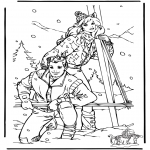 Coloriages hiver - Barbie en hiver