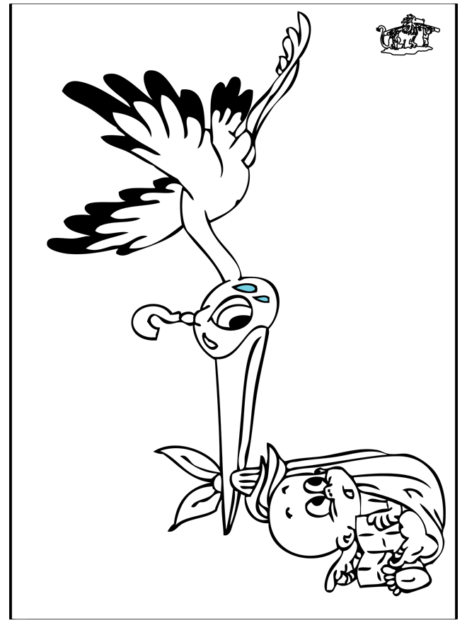 Bébé et Cigogne 2 - Coloriages Naissance