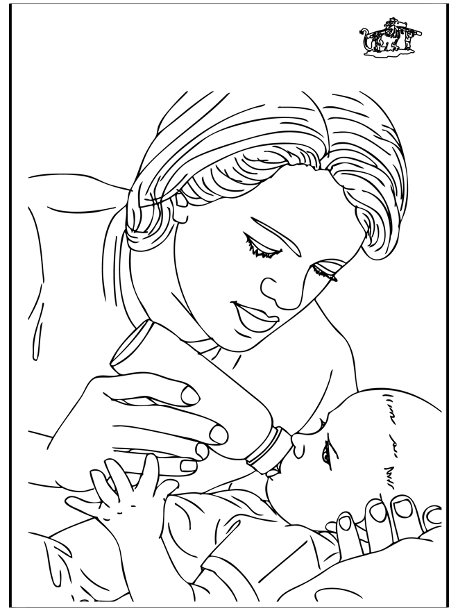 Bébé et la mère 1 - Coloriages Naissance