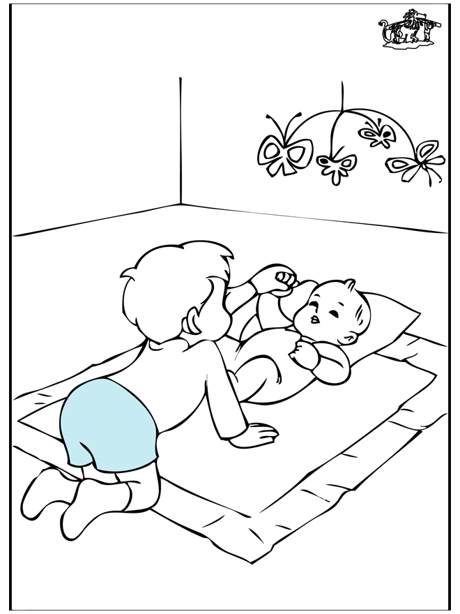 Bébé et son frère - Coloriages Naissance