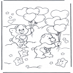 Coloriages pour enfants - Bisounours avec ballons