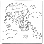 Coloriages pour enfants - Bisounours - Montgolfière