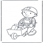 Coloriages pour enfants - Bob avec brouette 1