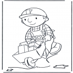 Coloriages pour enfants - Bob avec brouette 2