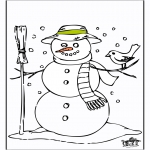 Coloriages hiver - Bonhomme de neige 2