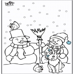 Coloriages hiver - Bonhomme de neige 3