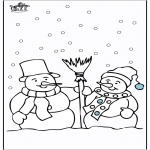 Coloriages hiver - Bonhomme de neige 4