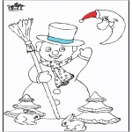 Coloriages hiver - Bonhomme de neige 5