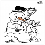 Coloriages hiver - Bonhomme de neige 6