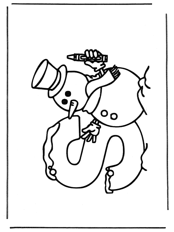 Bonhomme de neige S - Coloriages alphabet