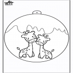 Coloriages Noël - Boule de Noël - Girafe