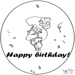 Bricolage coloriages - Carte 3 ans