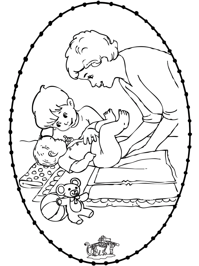 Carte à broder -  bébé 1 - Coloriages Naissance