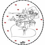 Coloriage thème - Carte à broder Saint Valentin