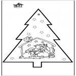 Coloriages Noël - Carte de piqûre - Crèche de Noël 2