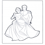 Coloriage thème - Cendrillon au bal Saint Valentin