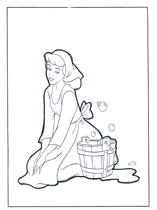 Cendrillon doit nettoyer - Coloriages Cendrillon