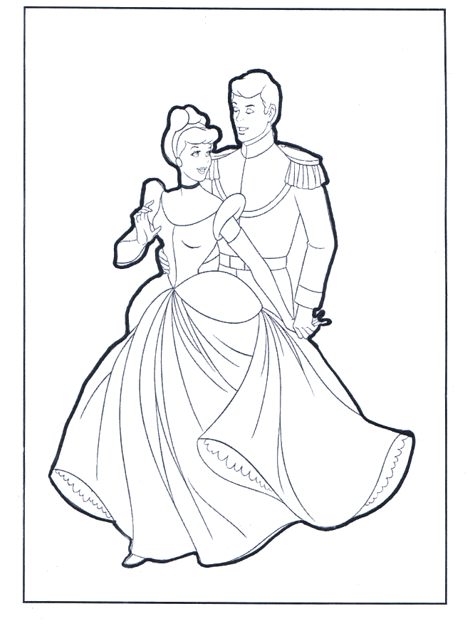 Cendrillon et le prince - Coloriages Cendrillon