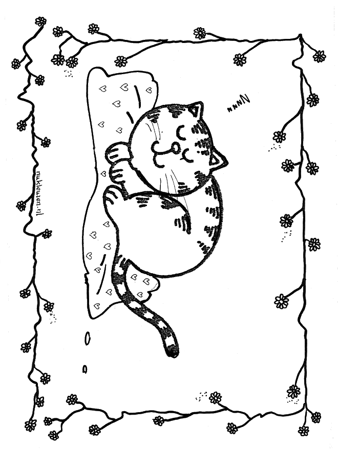 Chat dormant - Coloriages Chats