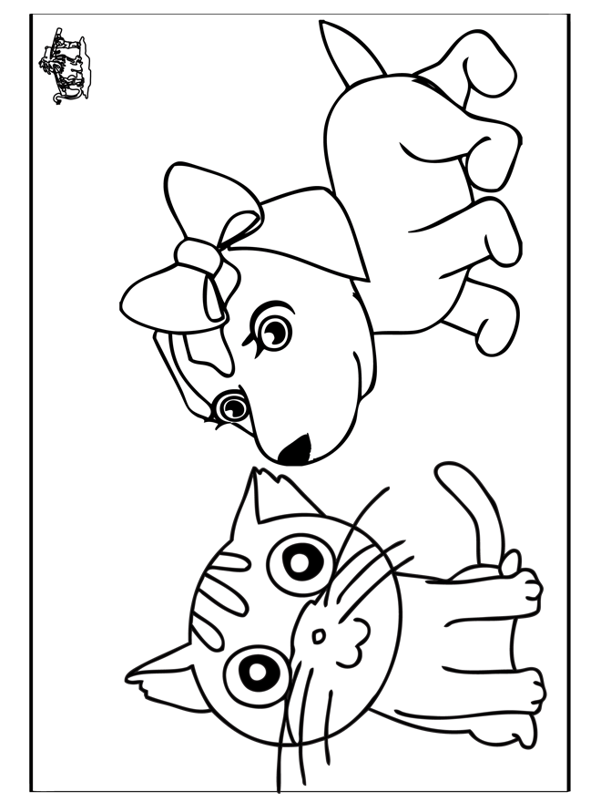 Chat et Chien - Coloriages Animaux de la ferme