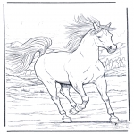 Coloriages d'animaux - Cheval au galop