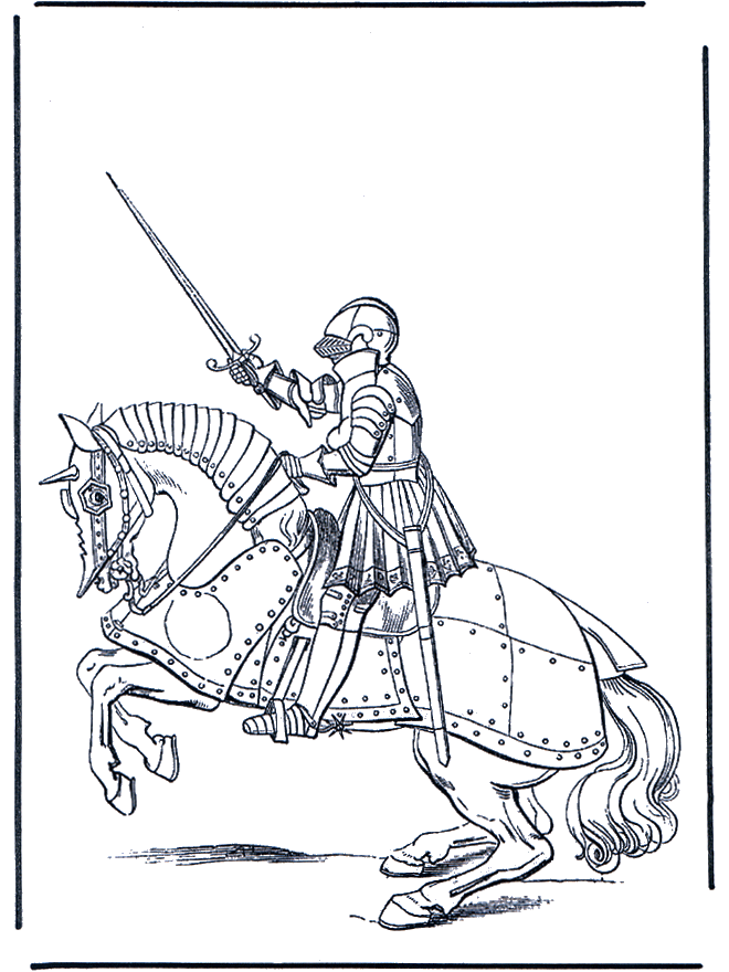 Chevalier à cheval - Coloriages Chevalier