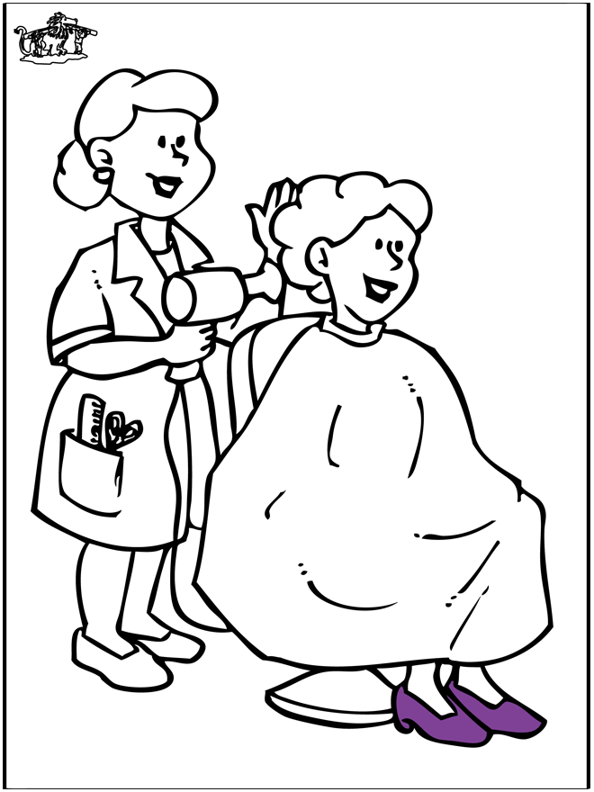 Chez le coiffeur - Coloriages assortis