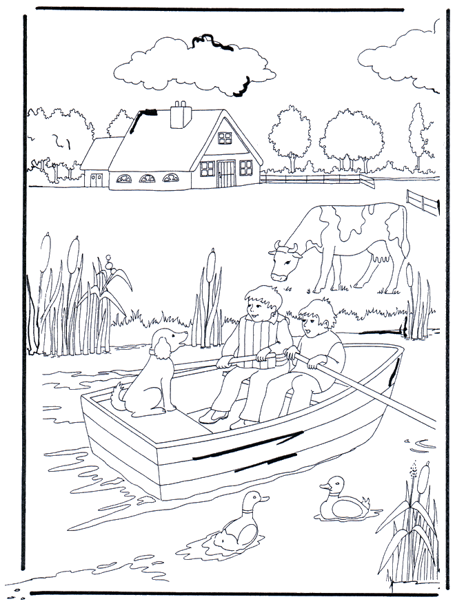 Chez le fossé - Coloriages Animaux de la ferme