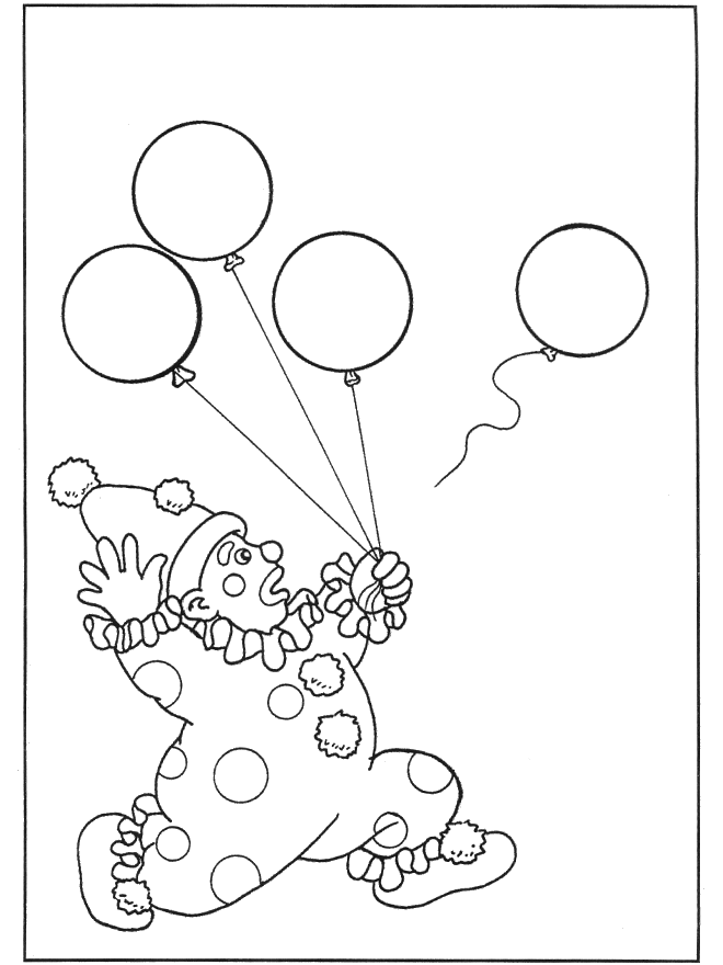 Clown avec ballon - Coloriages Cirque