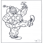 Coloriages faits divers - Clown avec parapluie