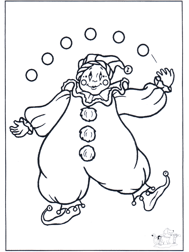 Clown jongleur - Coloriages Cirque