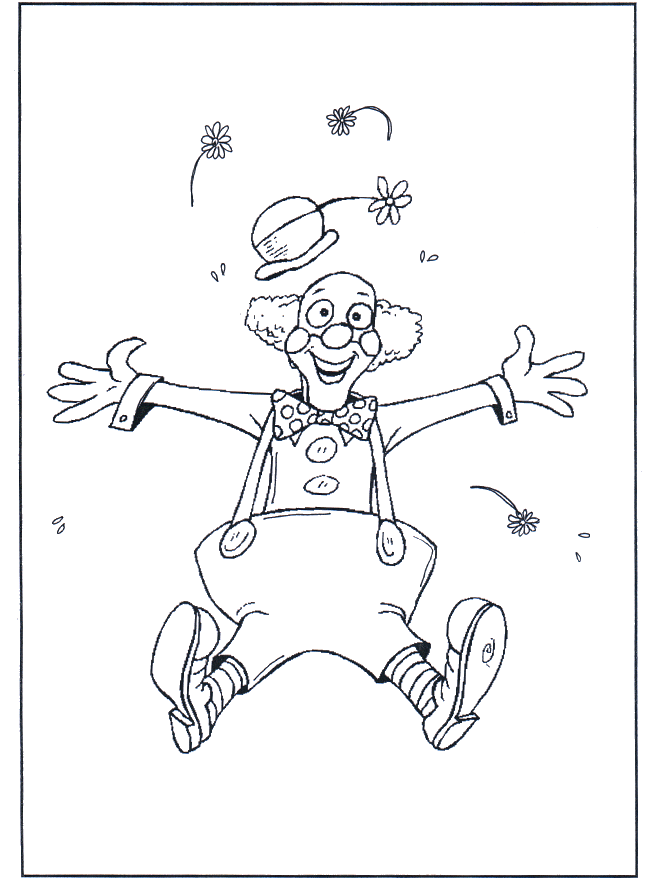 Clown sauteur - Coloriages Cirque