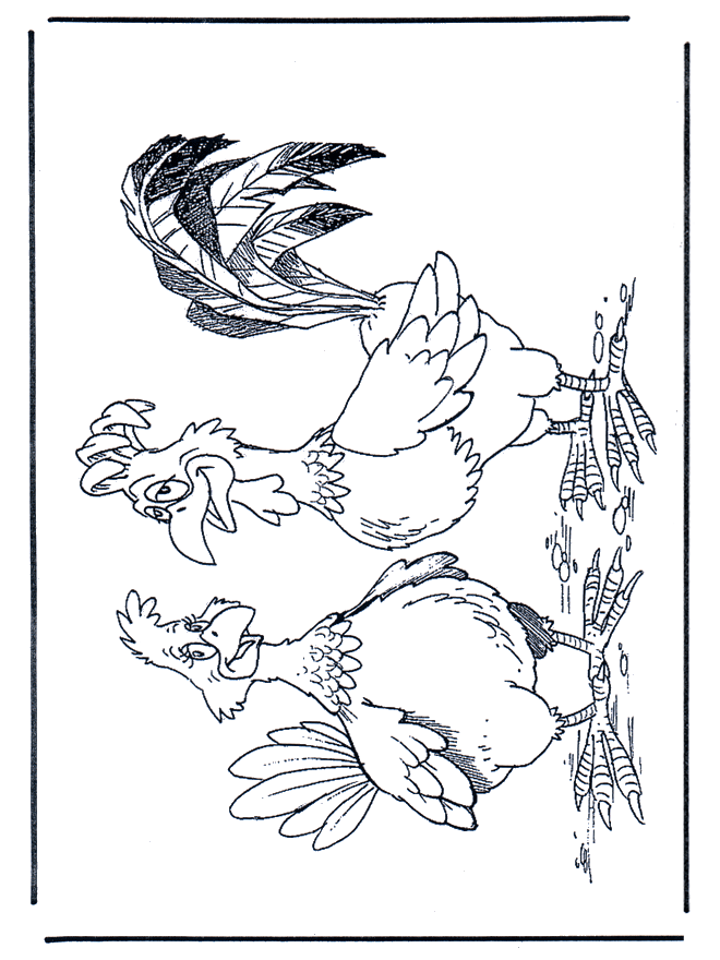 Coq et poule - Coloriages Animaux de la ferme