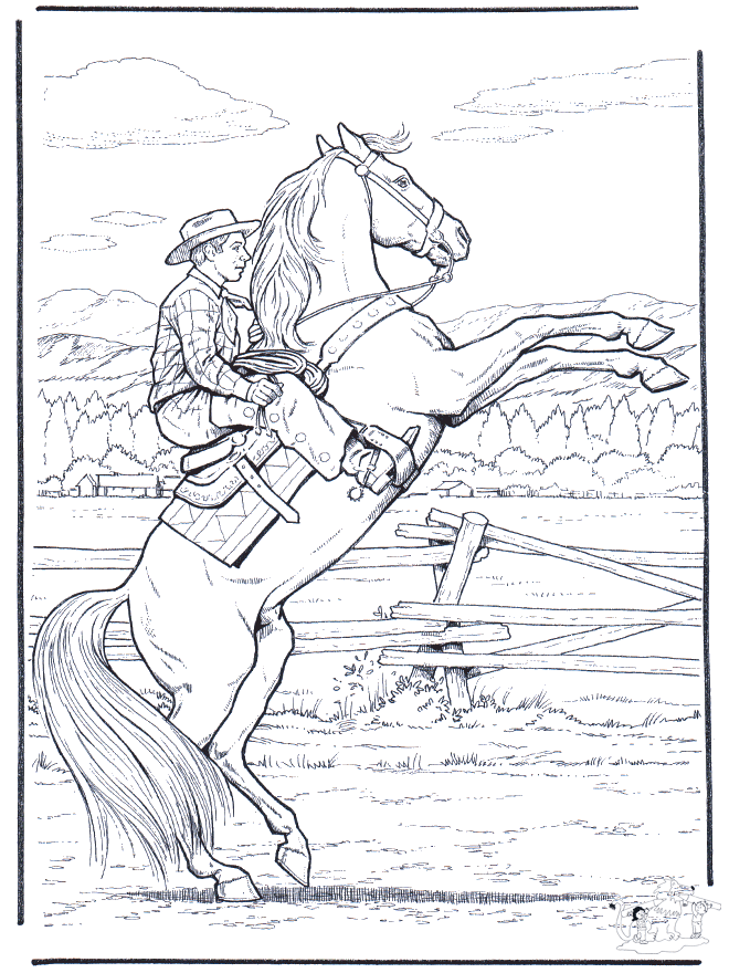 Cowboy à cheval - Coloriages sports