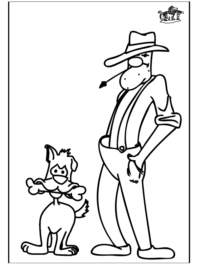 Cowboy et chien - Coloriages assortis