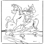 Coloriages d'animaux - Cowboy sur cheval